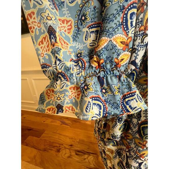 ROSE & OLIVE ART DECO FLORAL V NECK RUFFLED HEM BLOUSE WOMENS PLUS 2X - Picture 5 of 8